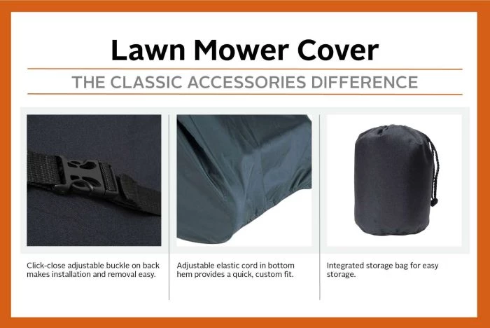 Classic 73117-HUSQ Lawn Mower Cover for Husqvarna Walk-Behind Mowers Black 6 Classic 73117-HUSQ Lawn Mower Cover for Husqvarna Walk-Behind Mowers Black - Image 4